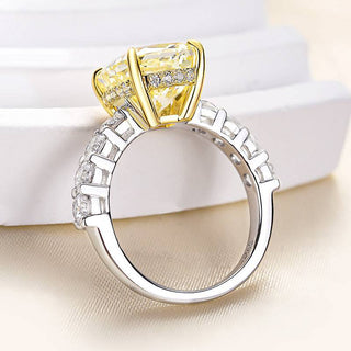 4.5CT Cushion Cut Hidden Halo Pave Diamond Moissanite Engagement Ring