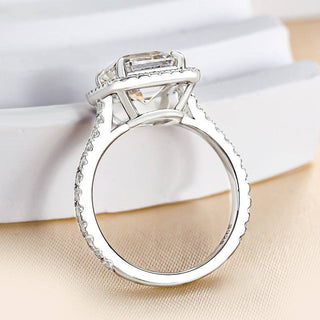 3.0CT Asscher Cut Halo Pave Diamond Moissanite Engagement Ring