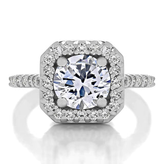 1.5 CT Round Moissanite Pave Diamond Ring in 925 Sterling Silver- The ‘Angelina’ Ring